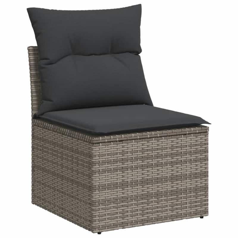 vidaXL Patio Sofa Set with Cushions Outdoor Furniture 6 Piece Poly Rattan - 21.7 x 39.4 x 28.7 in