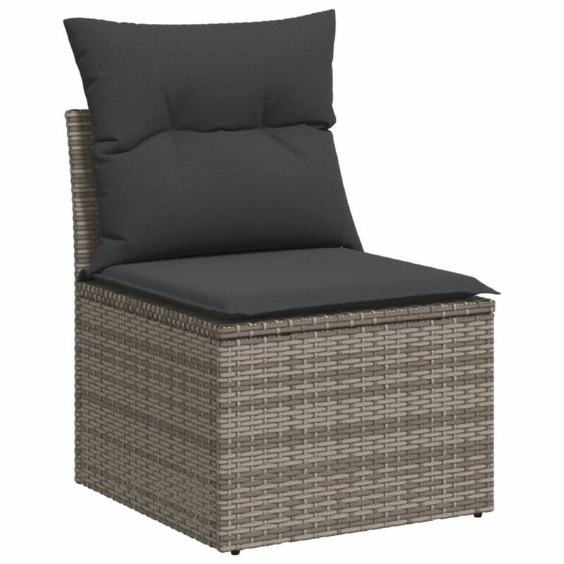 vidaXL Patio Sofa with Cushions Outdoor Seating Sectional Sofa Poly Rattan