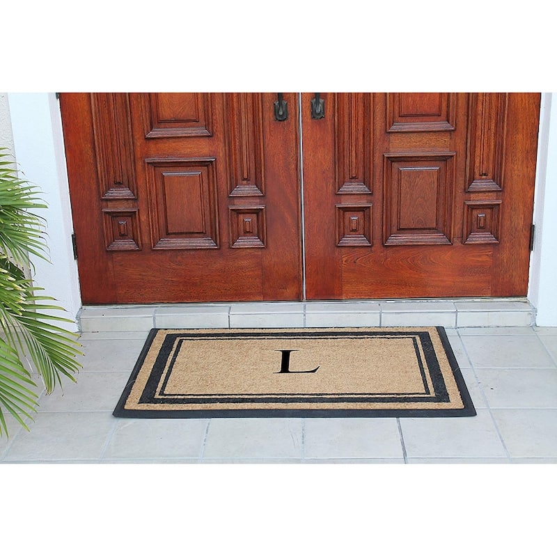 A1HC Markham Border Natural Flocked Rubber Large Doormat 30"x48"