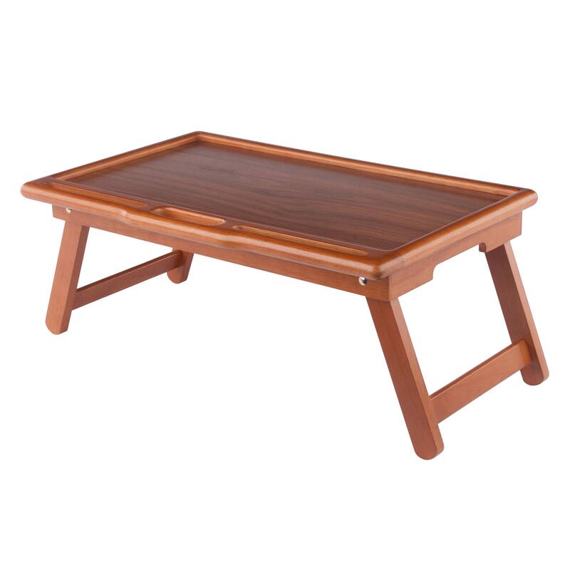 Arlo Breakfast Tray with Flip Top Teak Finish