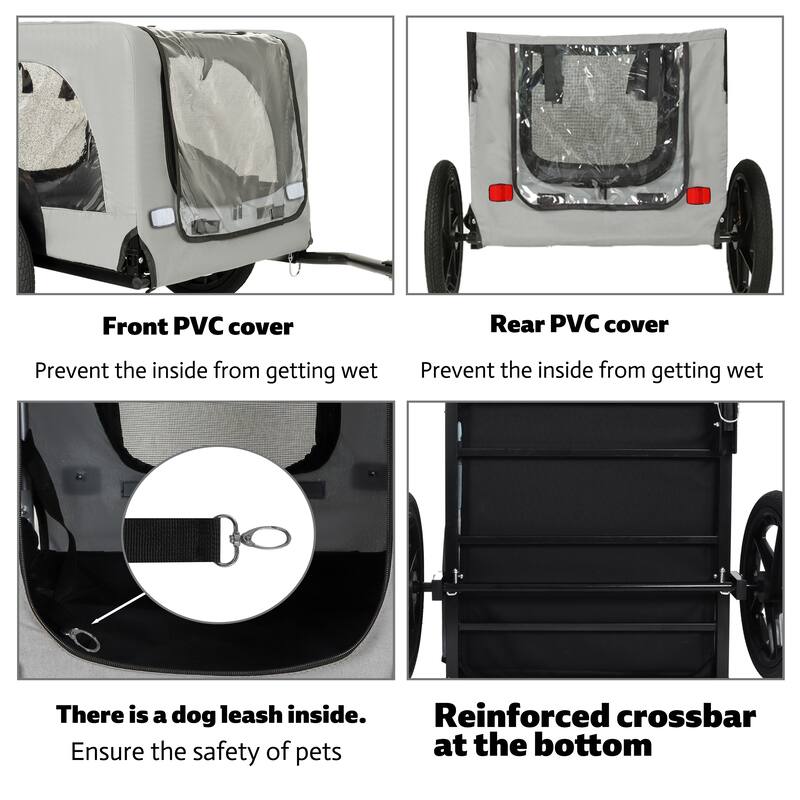 Heavy Duty Collapsible Pet Bike Trailer with 16" Wheels, Foldable Dog Bicycle Carrier Cart with Hitch & Reflectors