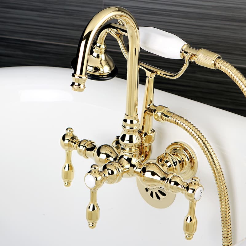 Kingston Brass Tudor Wall Mounted Clawfoot Tub Filler Trim with Lever