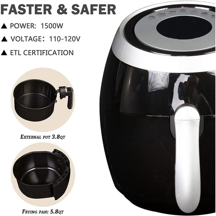 5.8Qt Digital Family Size Electric Hot Air Fryer Oven Oil-less Cooker, With  LCD Smart Touch Panel, Temperature Control - N/A - Bed Bath & Beyond -  34708181