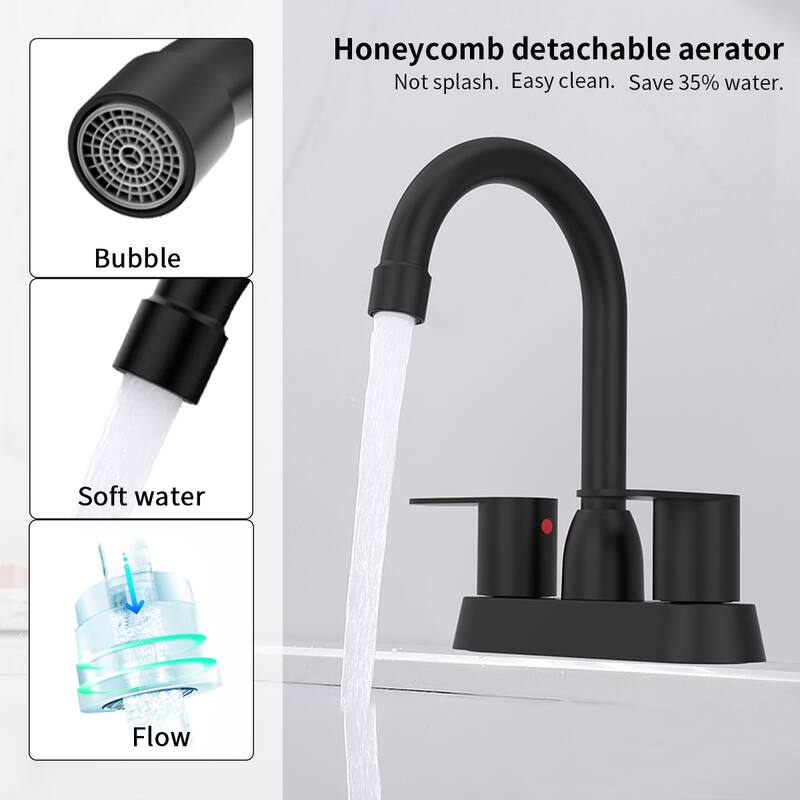 Matte Black 2 Handle Bathroom Sink Faucet with Swivel Spout - 6.22" x 2.12" x 8.26"