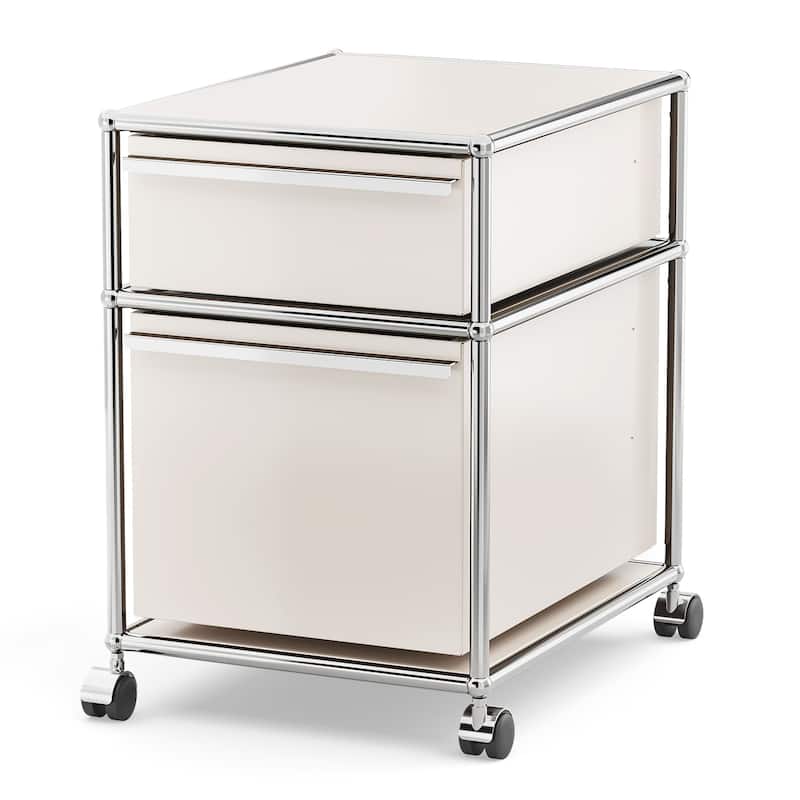 Modern 2/3-Drawer Wheel File Storage Cabinet with Stainless Metal