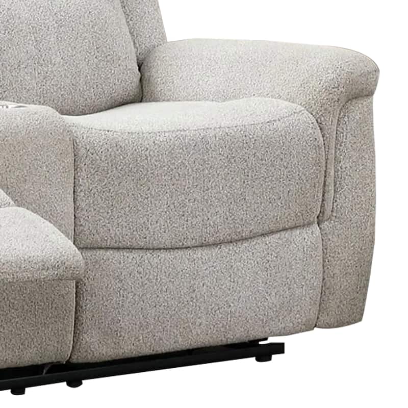 Becy Manual Reclining Loveseat w Console, 2 Cup Holders, Light Gray