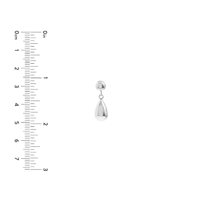 Curata 10k White Gold 20x8mm Bead Stud with Teardrop Dangle Earrings