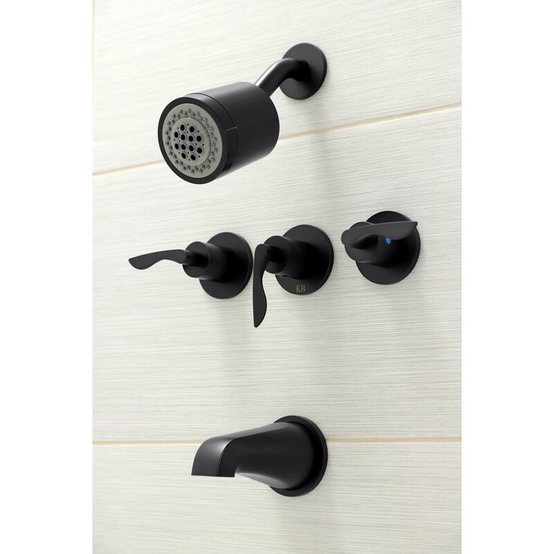 Kingston Brass Serena Three-Handle Tub and Shower Faucet