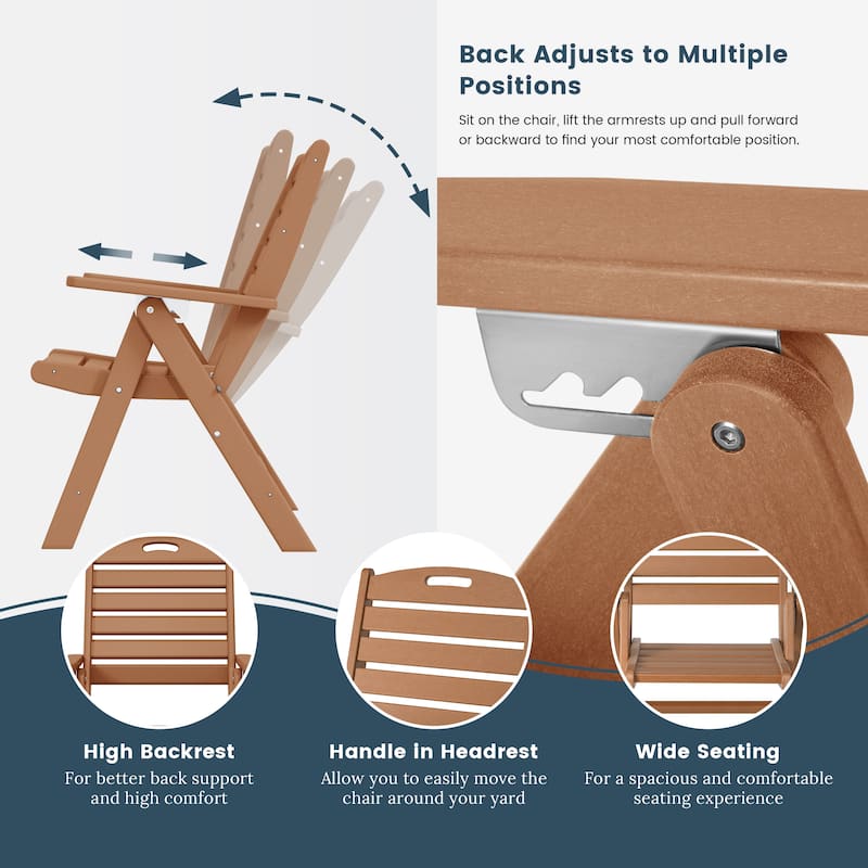 Laguna 5-Piece Square Table Folding Highback Chair Dining Set