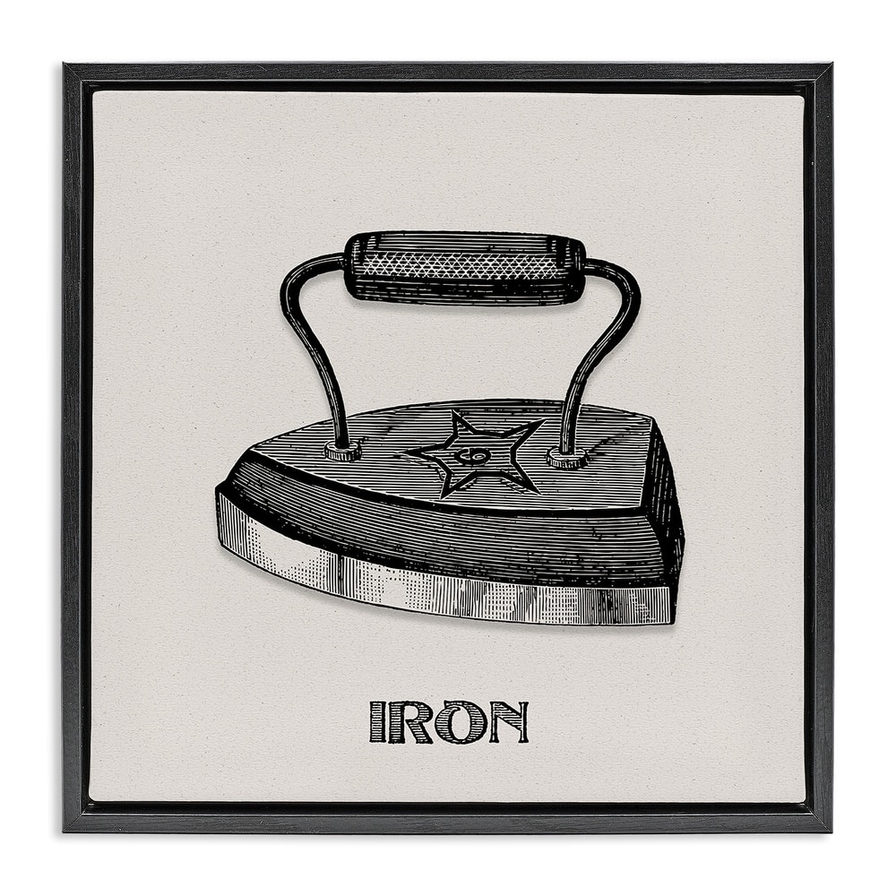 Stupell Antique Laundry Iron Framed Floater Canvas Wall Art Design By Val Rhodes