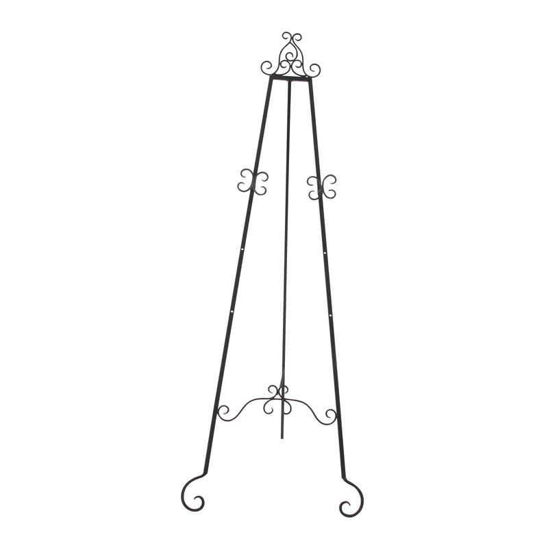 Metal Scroll Large Adjustable 3 Tier Display Easel with Chain Support - Black - Roche River Decor