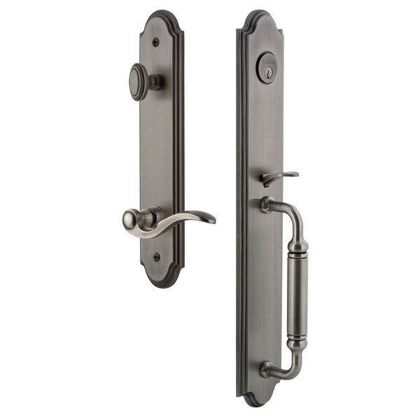 Grandeur ARCCGRBEL_ESET_234_LH Arc Solid Brass Rose Left Handed Keyed Entry Single Cylinder Full Plate "C" Grip Handleset with