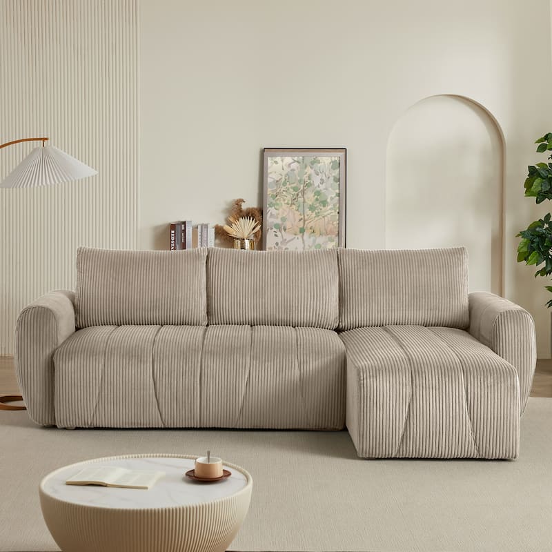 105.2" Corduroy L-Shaped Sectional Sofa with Storage