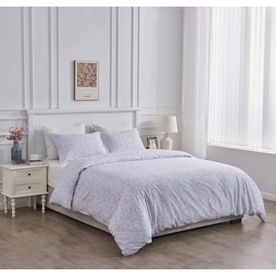 Printed Design Cotton Collection 400 Thread Count Blue and Pink Cyoto Duvet Set