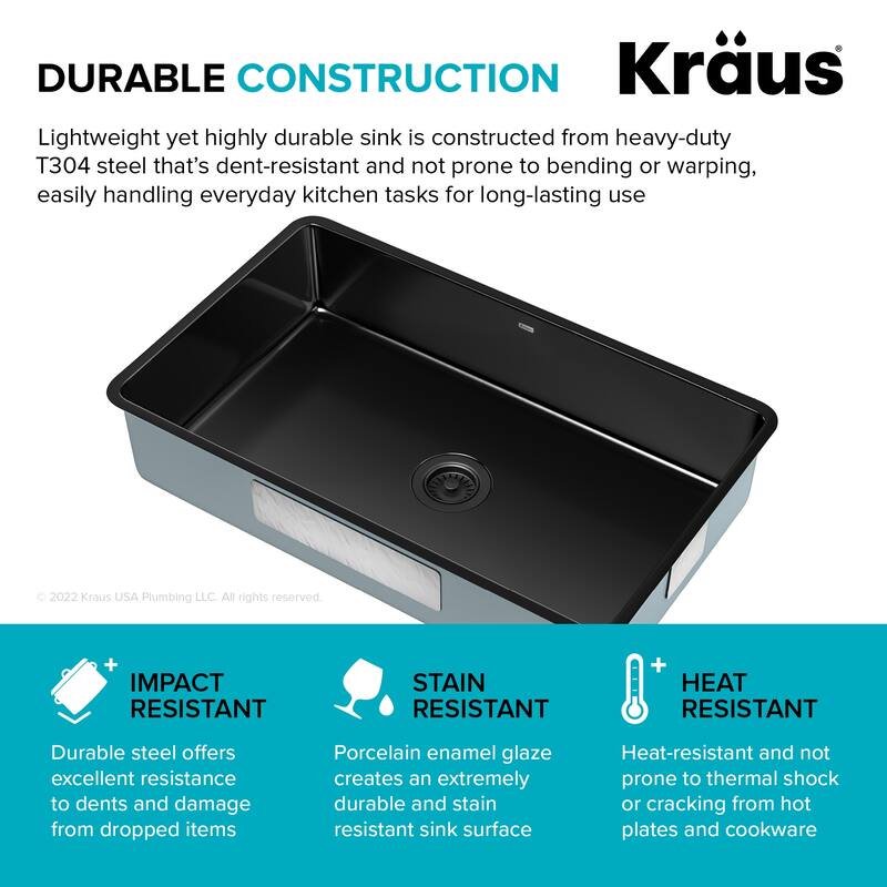 KRAUS Pintura Porcelain Enameled Steel Undermount Kitchen Sink