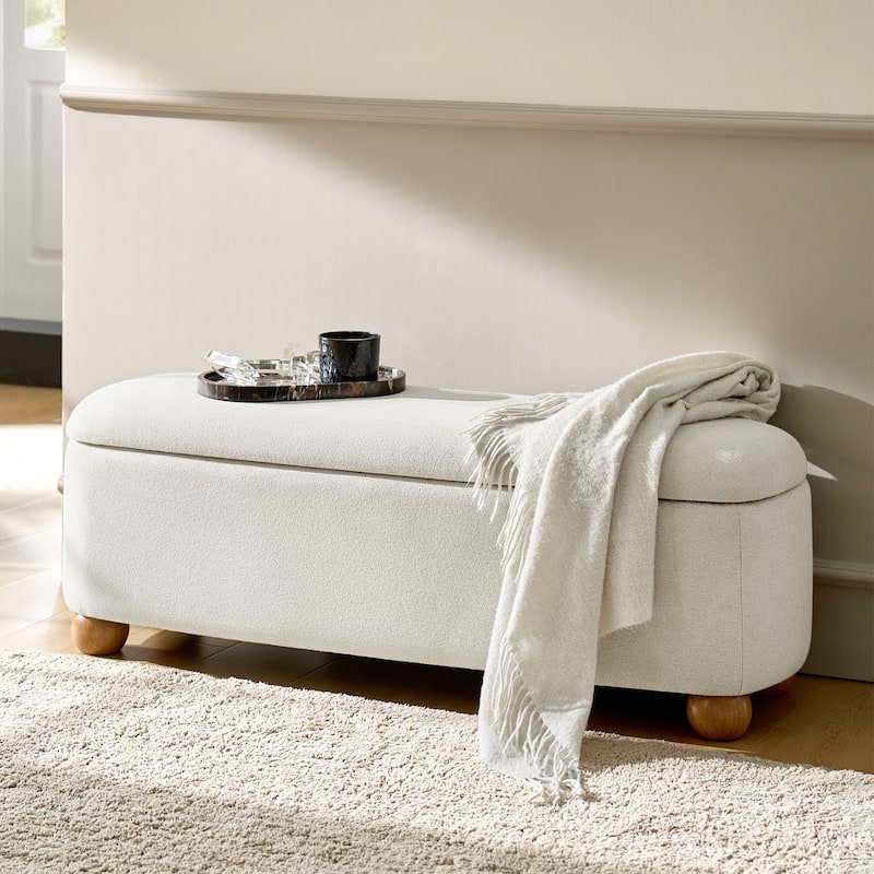 Felipe Modern Storage Bench with Solid Wood Legs by HULALA HOME