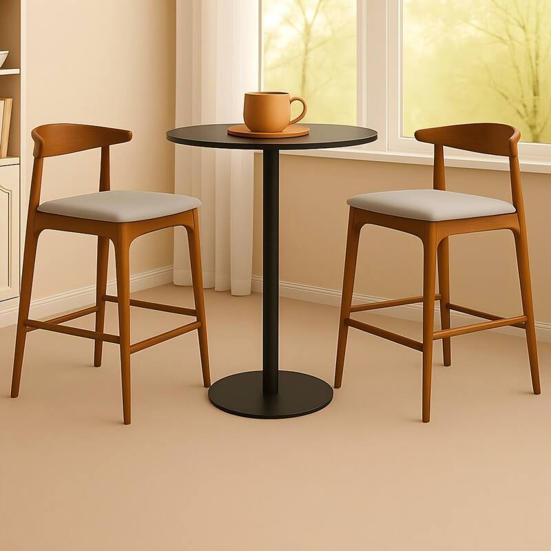 Modern Design Solid Wood 24" Counter Stools,Upholstered Counter Stools with Wood Legs for Kitchen Island Dining Room Bar
