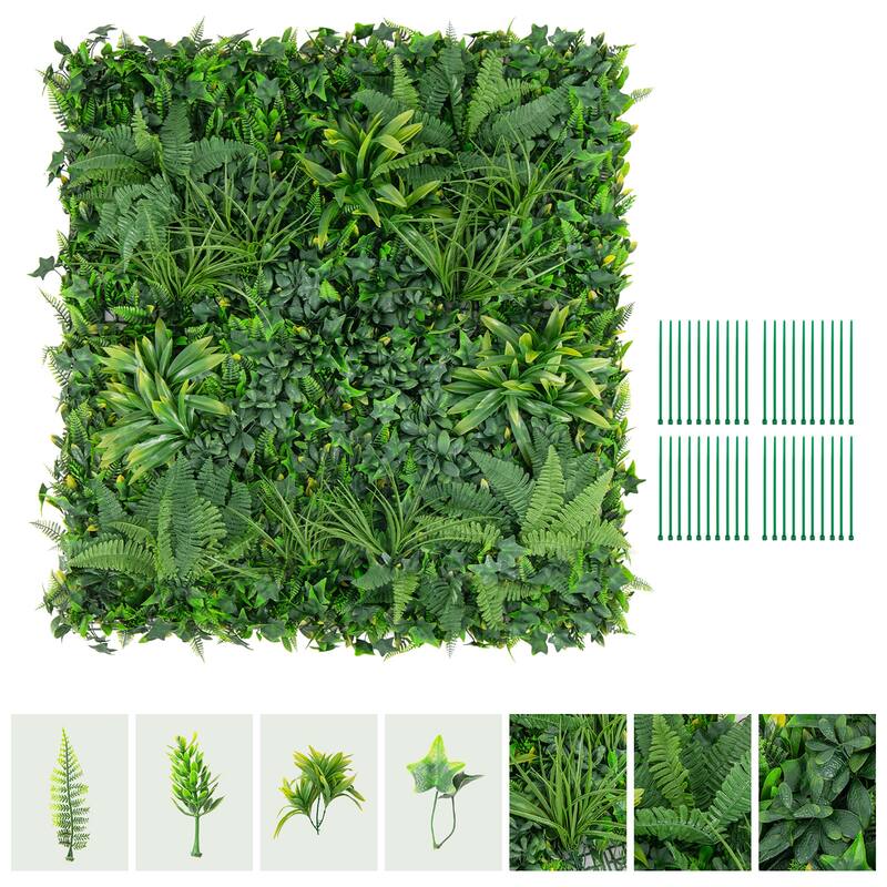 Gymax 4 Pack 20'' x 20'' Artificial Hedge Boxwood Panels with 7 Types
