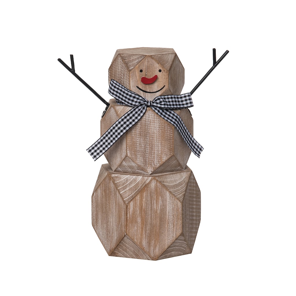 Transpac Wood 9.5 in. Off-White Christmas Carved Snowman