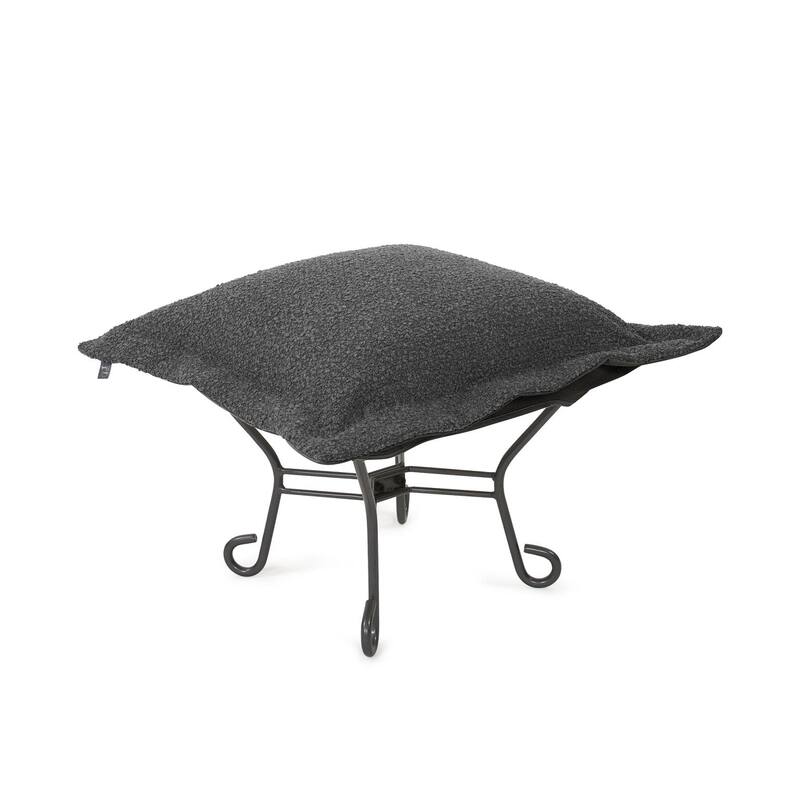 Allan Andrews Scroll Puff Ottoman with Titanium Frame & Cover, Barbet Collection - Charcoal