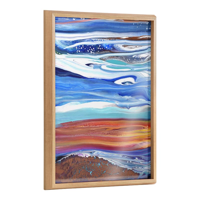 Kate and Laurel Blake Coastal Current Framed Printed Art by Xizhou Xie - 18x24 - Natural