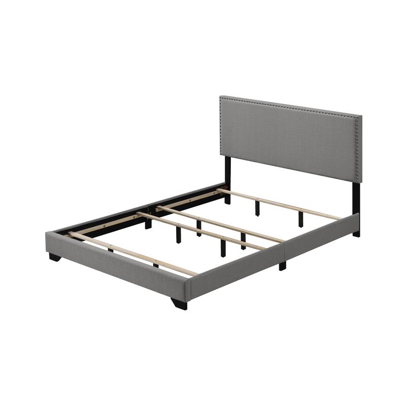 Beige Fabric Queen Bed