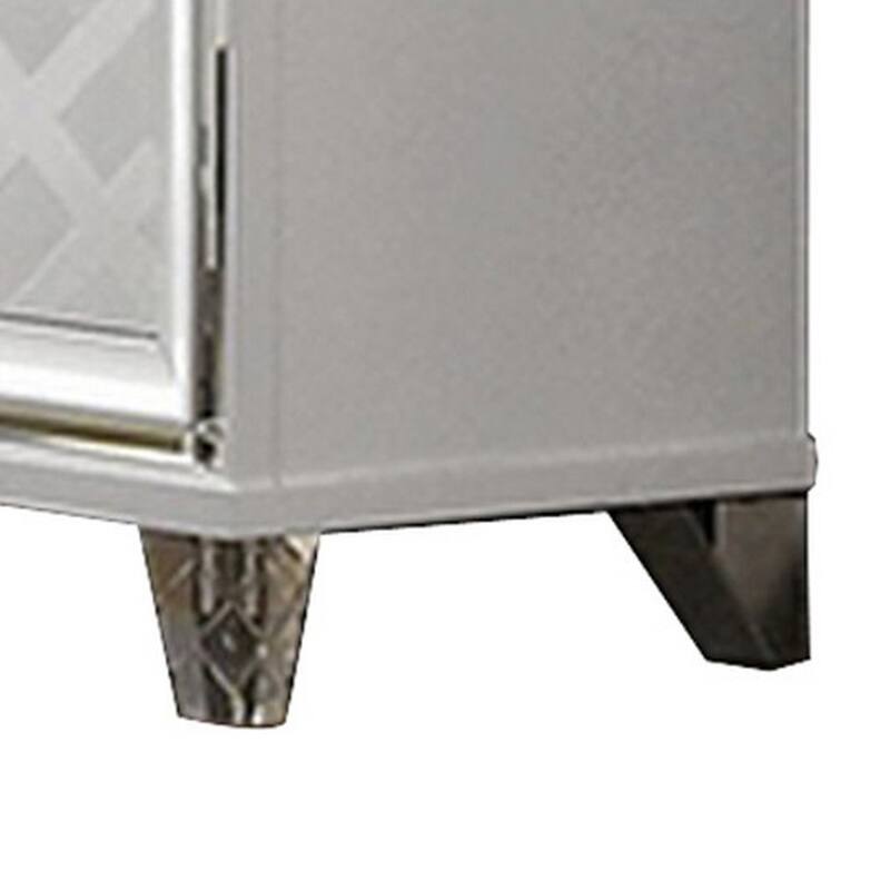 Beli 64 Inch 6 Drawer Wide Dresser Chest, Carved Acrylic Feet, Crisp White