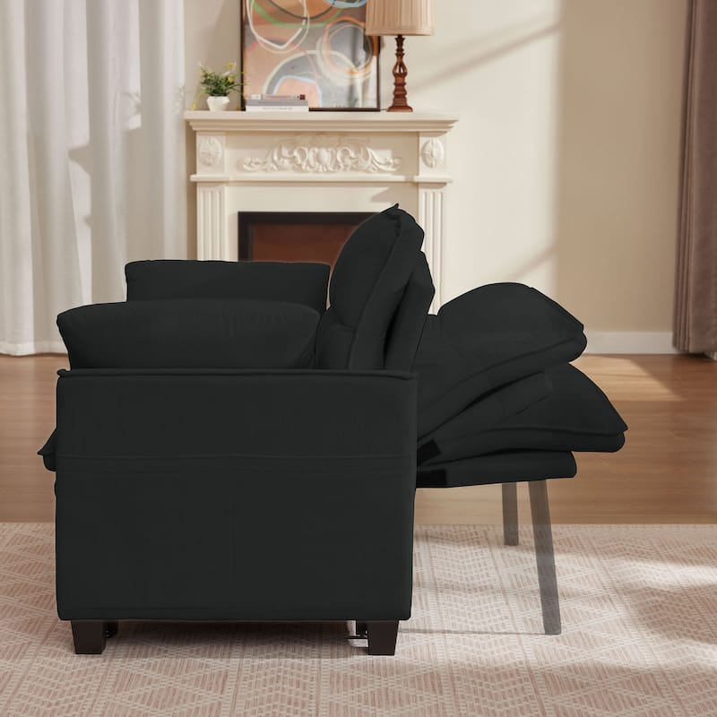 48.03" Pin Striped Fabric 3 in 1 Convertible 2 Seater Sleeper Sofa Bed