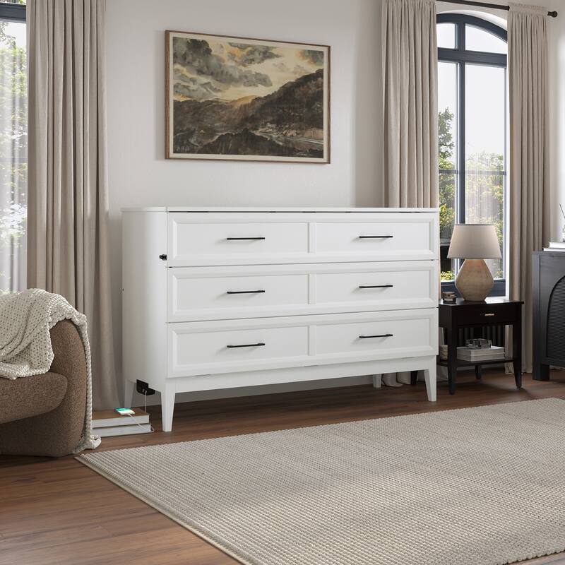 Santa Fe Murphy Bed Chest with Mattress and Built-in Charger