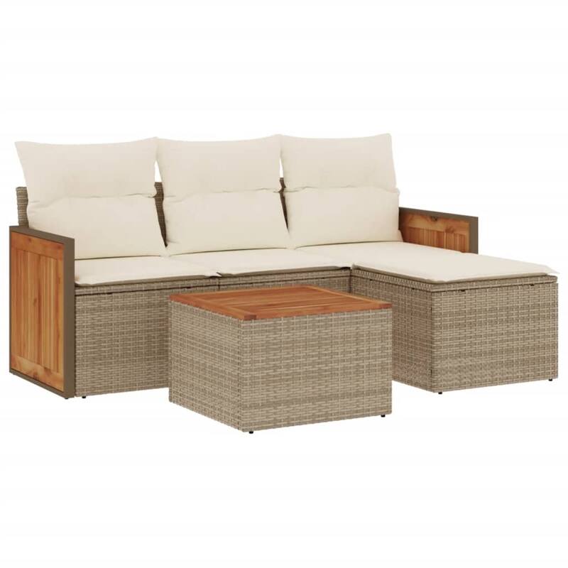 vidaXL Patio Sofa Set with Cushions Outdoor Conversation Furniture Poly Rattan