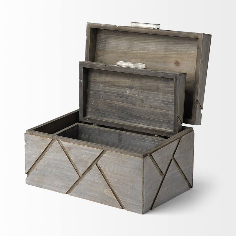 HomeRoots 11" Gray Solid Wood Desk Organizer - 11" W x 16" D x 8" H