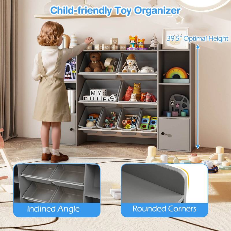 Costway Kids Toy Storage and Bookshelf with 8 Boxes Open Shelves & 2 - See Details