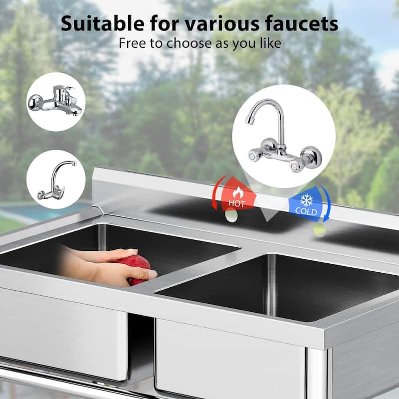 Stainless Steel Sink, Double Bowl, 36in
