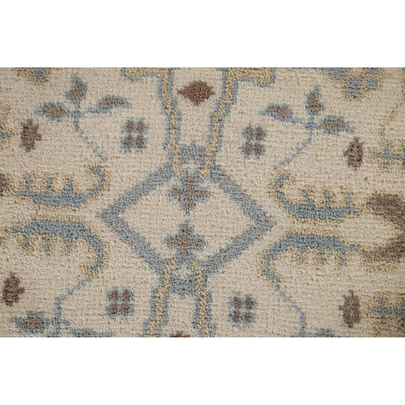 Beige / Ivory Oushak Oriental Runner Rug Handmade Wool Carpet - 2'6"x 11'8"