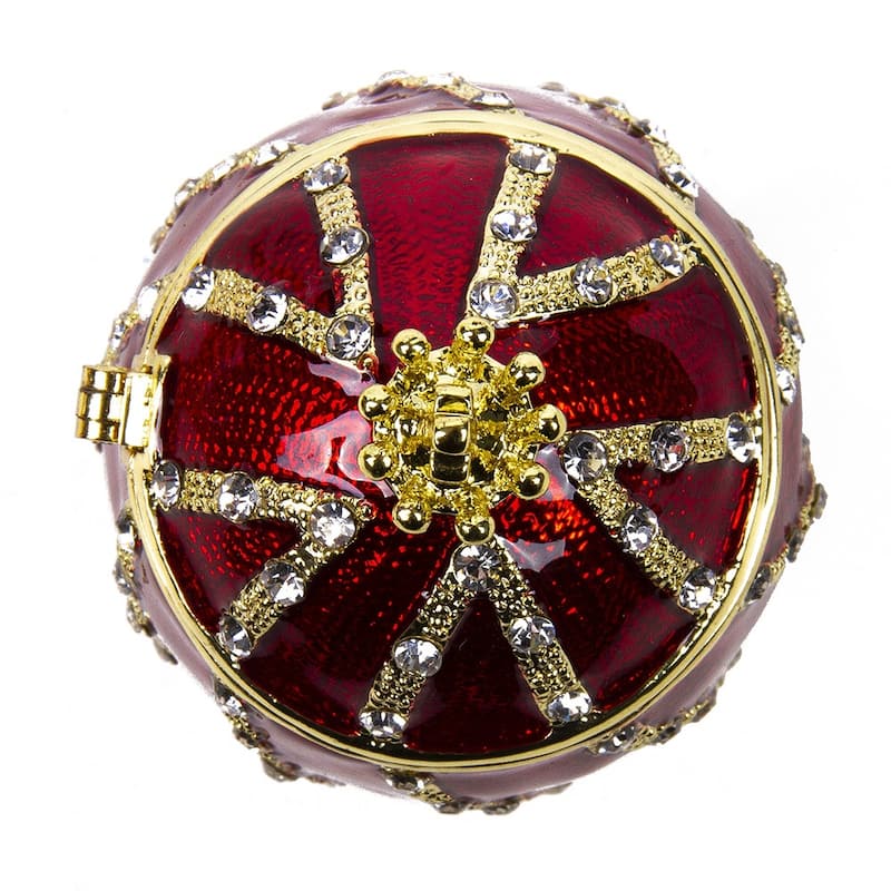 Imperial Faberge Winding with Crown Egg / Jewelry Box in Red (Small)