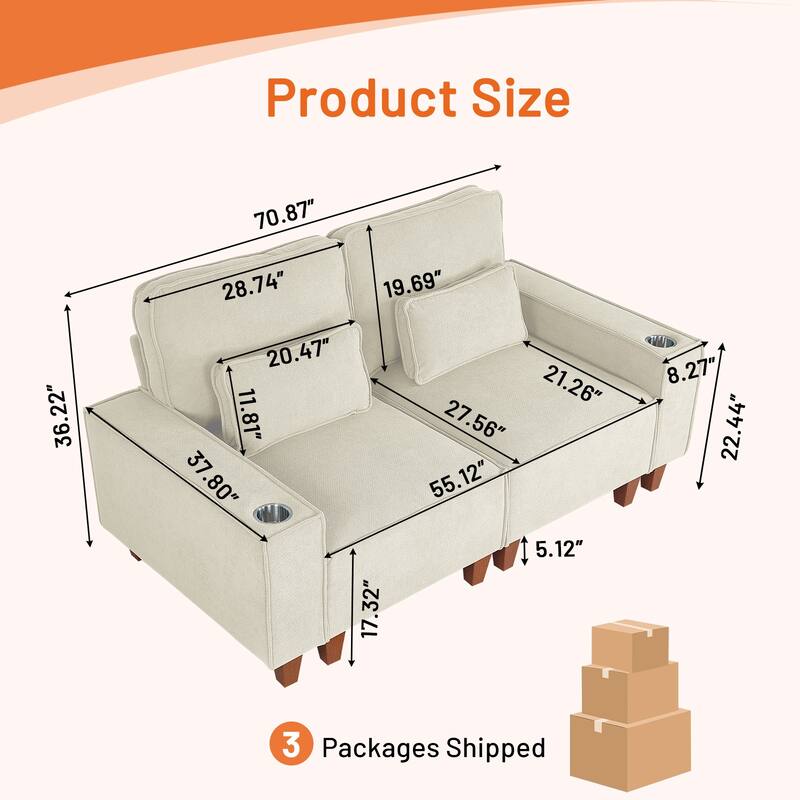 82 Inch Sofa, Comfy Sofa Couch Extra Deep Seats, Corduroy Couch for Living Room Loveseat Removable Sofa Cover Cushions
