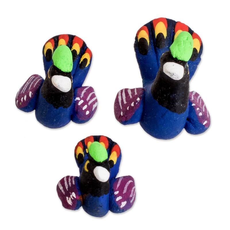 Novica Handmade Turkey Family Ceramic Figurines (Set Of 3)