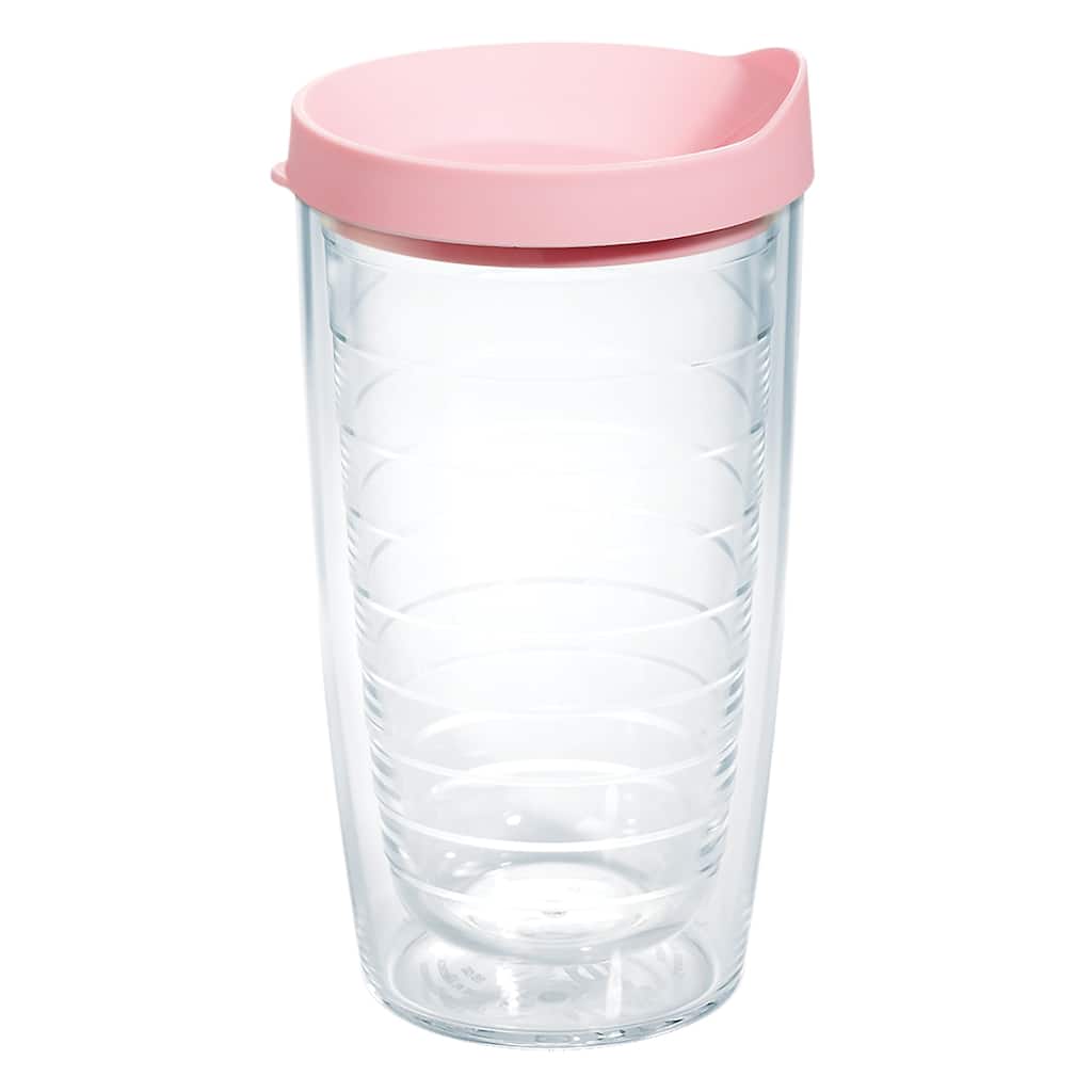 Tervis Clear & Colorful Lidded Made in USA Double Walled Insulated Travel Tumbler, Pink Lid