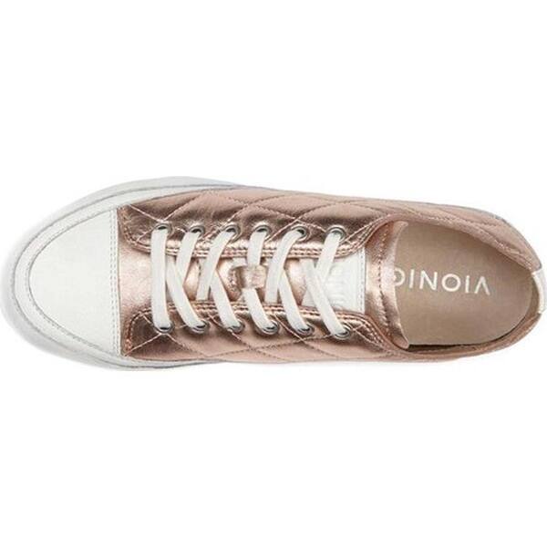 Shop Vionic Women S Edie Lace Up Sneaker Rose Gold Leather