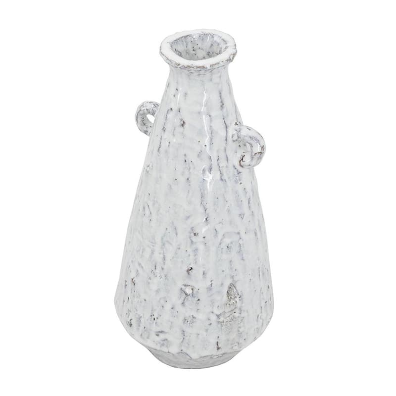 12" White Terracotta Tapered Jug Vase - 5.70