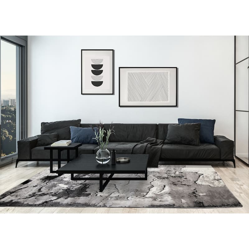 Madrid Collection - Grey Rock Face Texture Rug