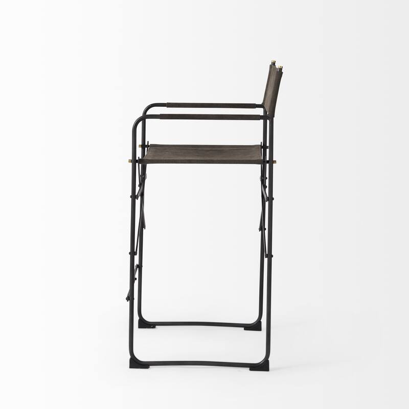 Modern Folding Faux Leather Bar Stool with Full Backrest and Black Metal Legs for Kitchen Dining