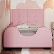 preview thumbnail 2 of 28, Twin Size Upholstered Platform Bed with Headboard & Guardrail