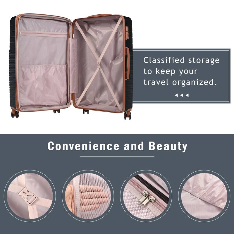 3 Piece Hardshell Luggage Spinner 8 Wheels Suitcase Sets (20"24"28")