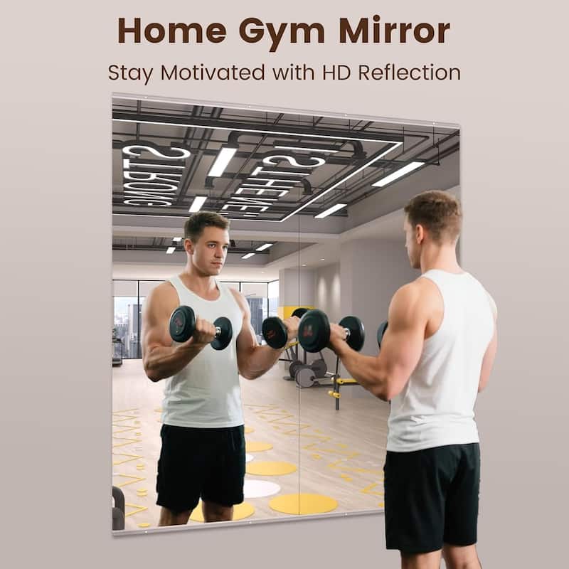 Full Length Tempered Glass Mirror - Rectangular Wall Mirror for Yoga, Gym & Dance Studio(Set of 2/3)