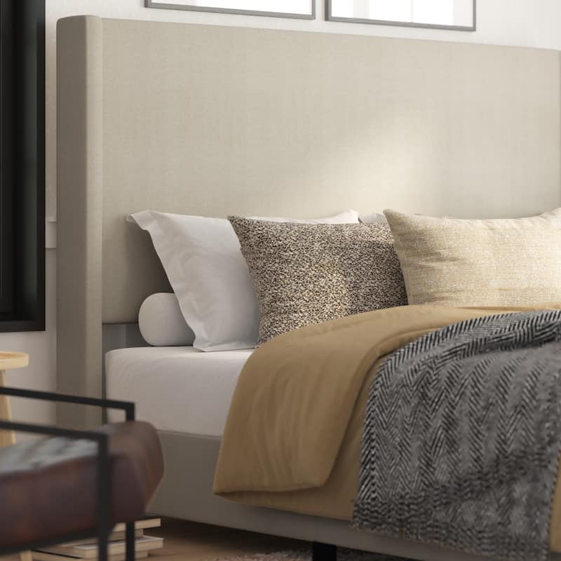 Upholstered Platform Bed with Channel Stitched Headboard