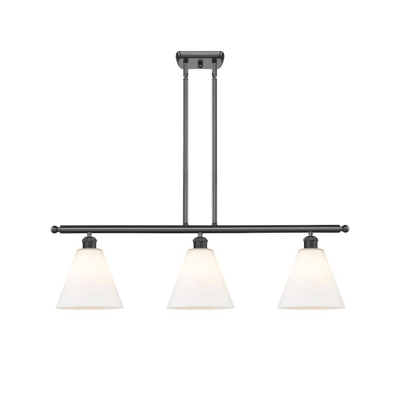 Innovations Lighting Berkshire - 3 Light 36" Stem Hung Island Light - Matte White/Matte Black