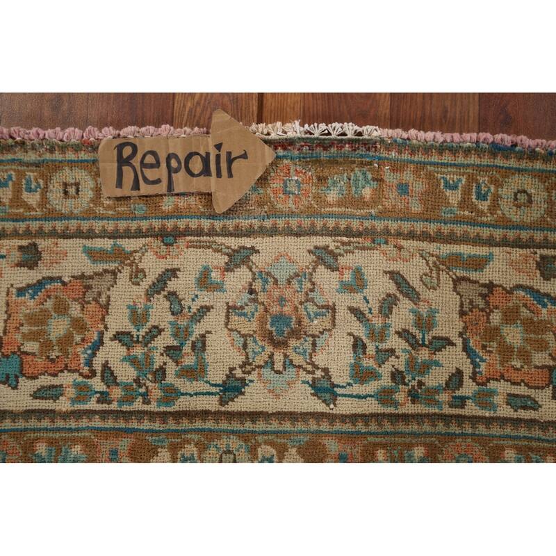 Distressed Tabriz Persian Vintage Rug Hand-Knotted Wool Carpet - 6'7" x 9'8"