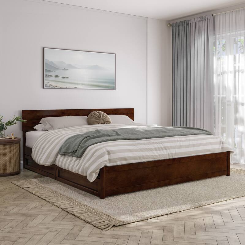 Wesley Platform Bed with Panel Footboard and Storage Drawers