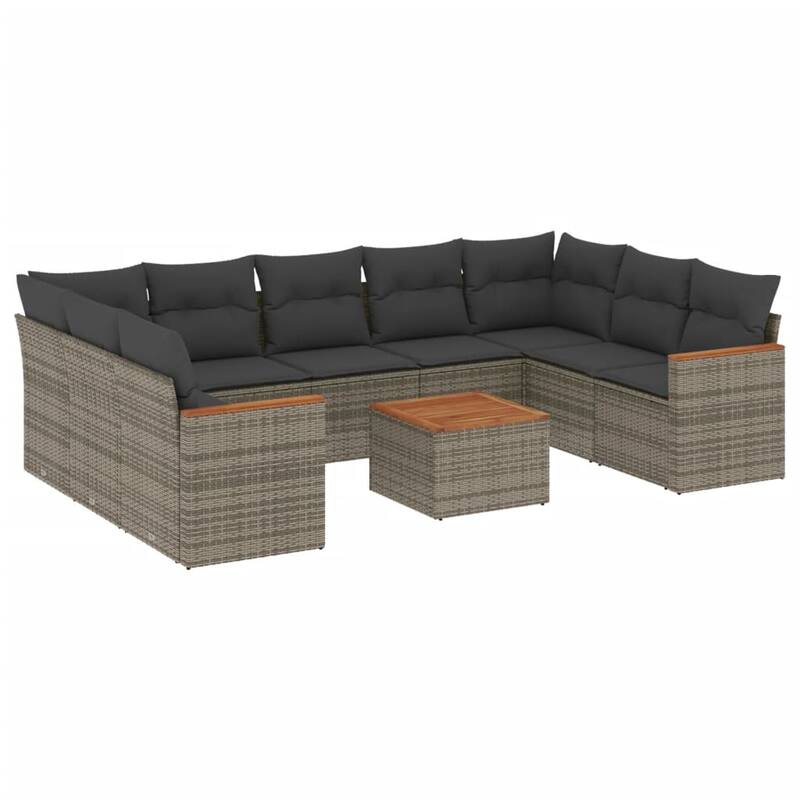 vidaXL Patio Sofa Set with Cushions Outdoor Conversation Furniture Poly Rattan - 24.4 x 24.4 x 27.2 in